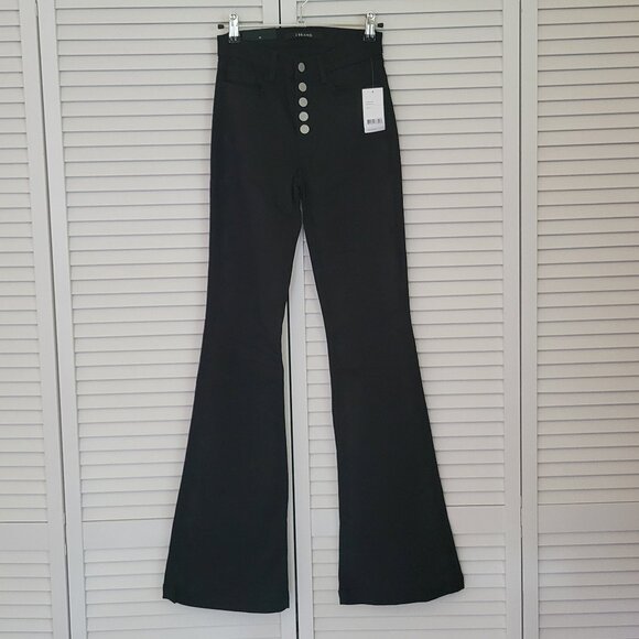 NWT J Brand Maria High Rise Button Front Flare Jean in Black LONG - Picture 1 of 14